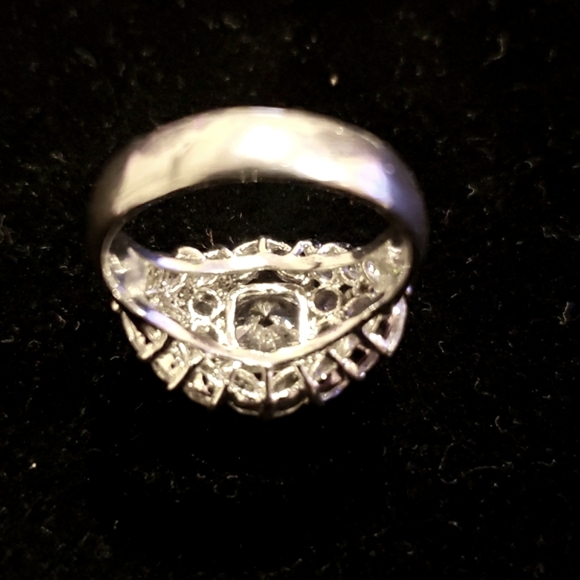 Rhodium and CZ marquise ring. - Picture 3 of 5